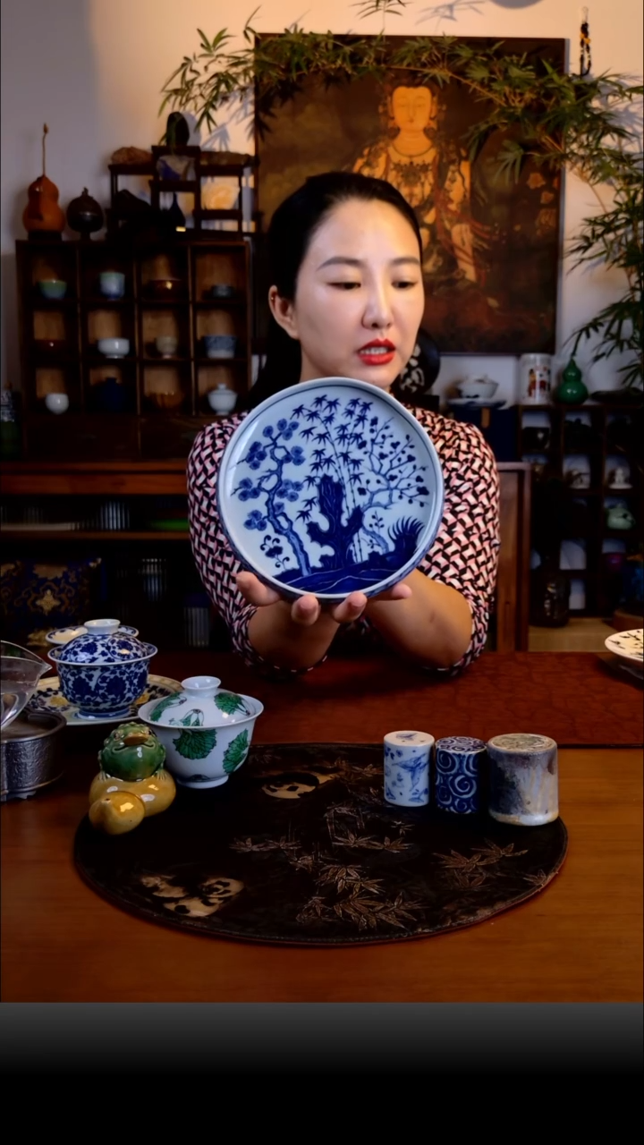 【手工手绘松竹梅大壶承】