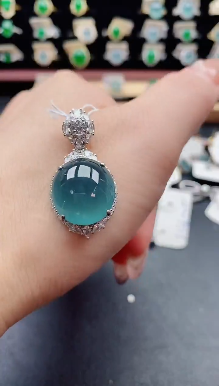 吊坠(不含链)银S925镶嵌翡翠1
