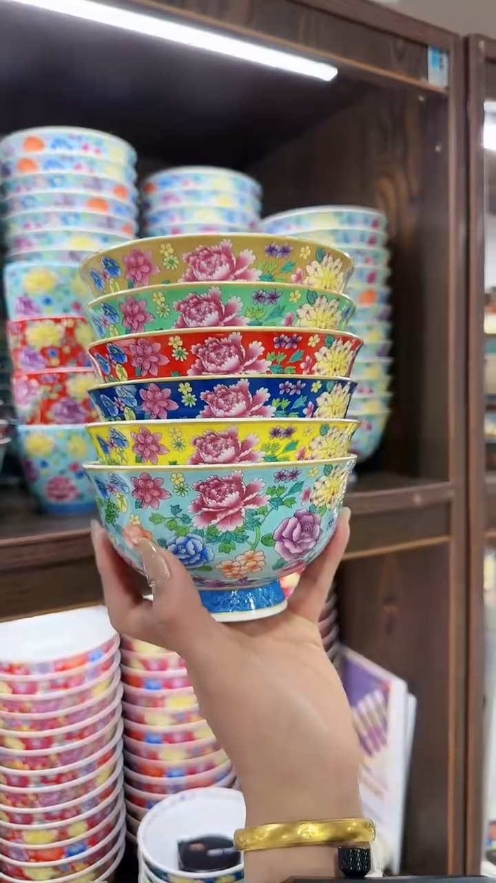 【闪购商品】瓷片斗笠碗5英寸饭碗混色10个