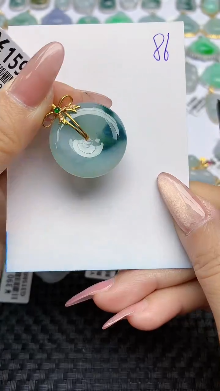 【闪购商品】翡翠颈饰18K金镶嵌天然A货翡翠 86