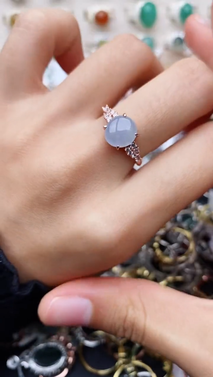 【闪购商品】翡翠戒指银S925镶嵌缅甸翡翠