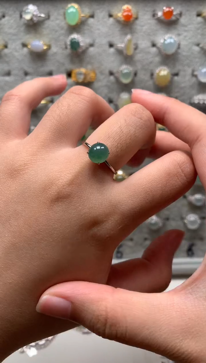 银S925镶嵌戒指翡翠3