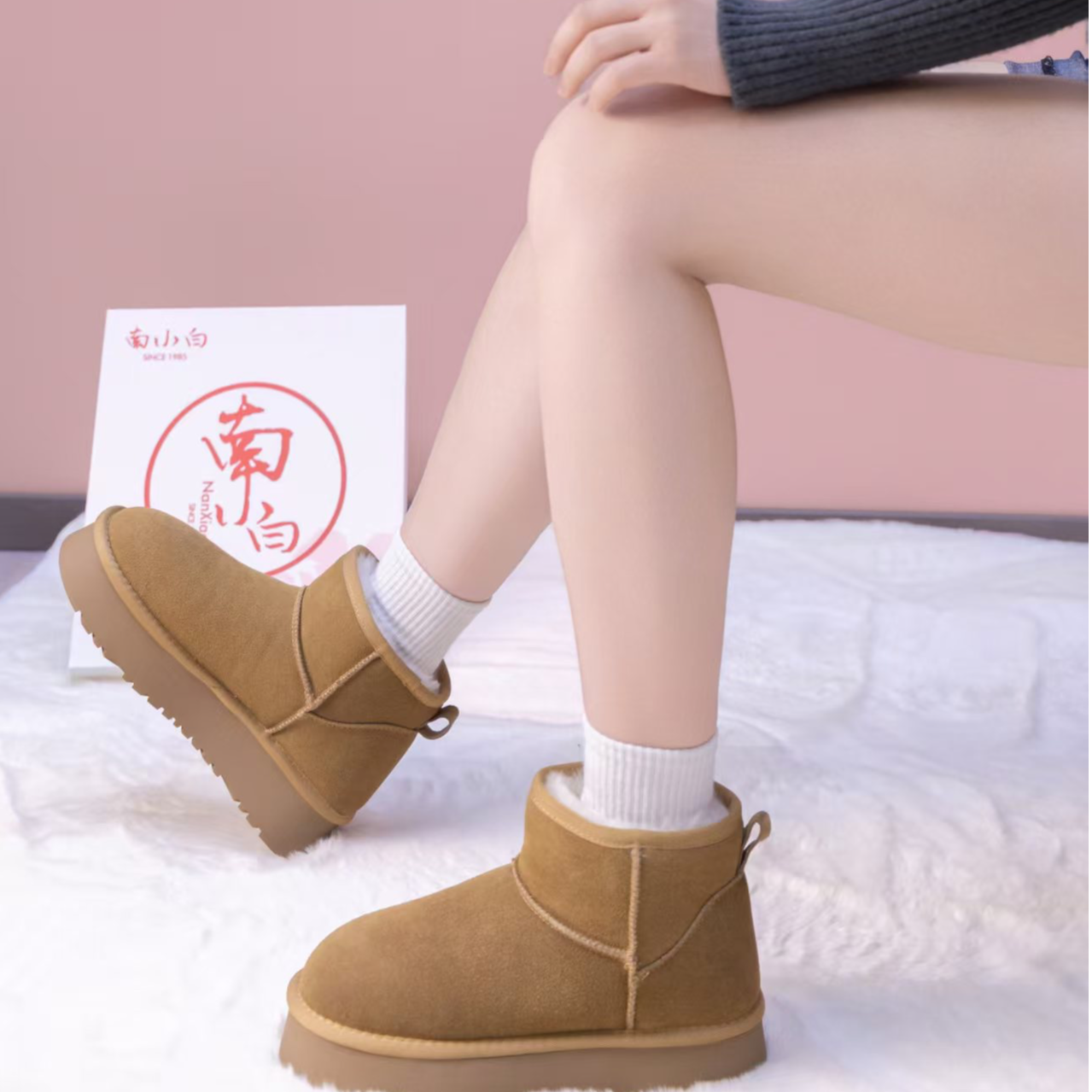 防滑短靴加绒厚底时尚雪地靴冬季保暖磨砂皮百搭棉鞋WZ2512-5