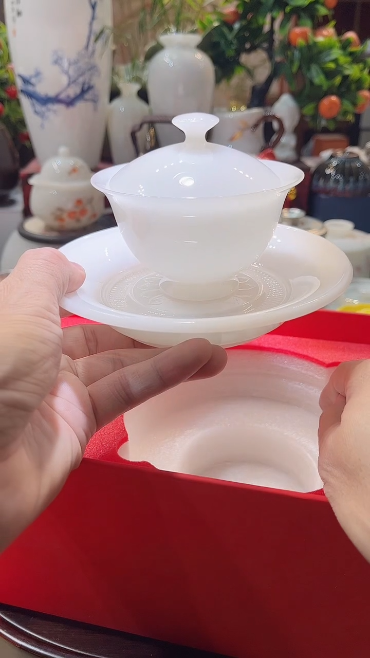 瓷片德艺茶器直播间@@玉盖碗