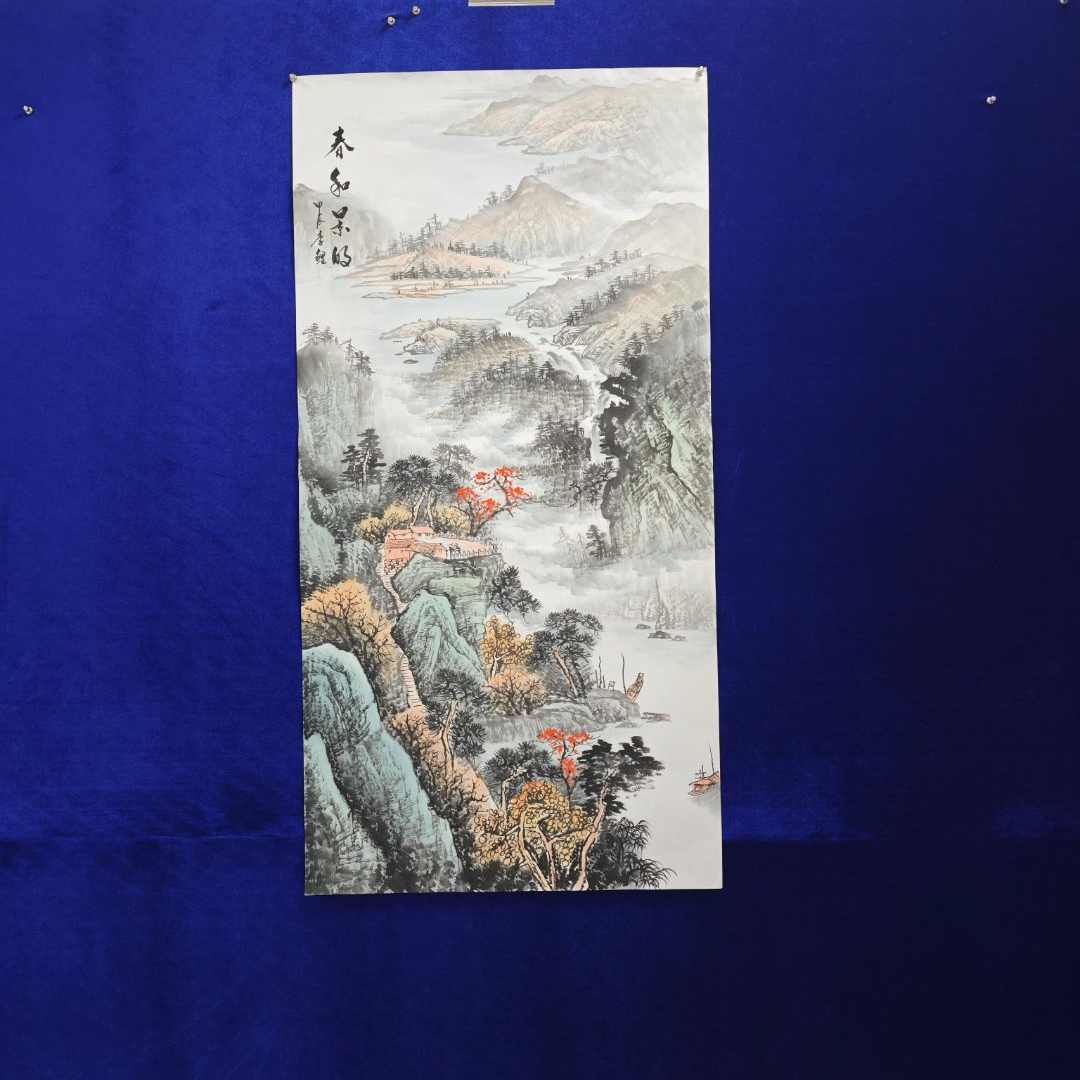 春和景明李鲤 手绘作品画芯尺寸138cm*70cm