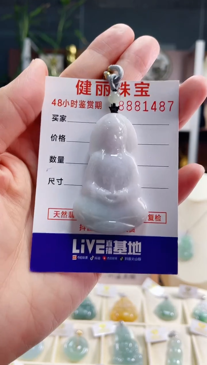 【闪购商品】翡翠颈饰18K金镶嵌天然缅甸翡翠 观音(一物一证)