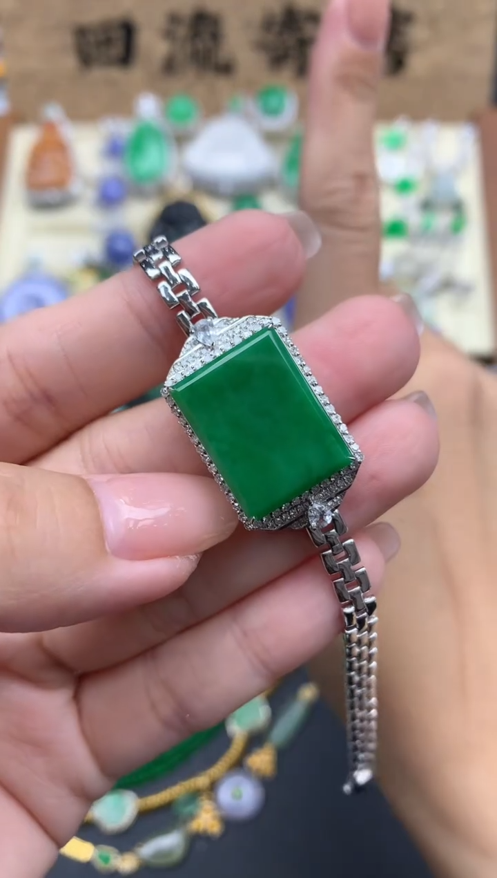 【闪购商品】翡翠手链18K金镶嵌508--中国好珍宝1