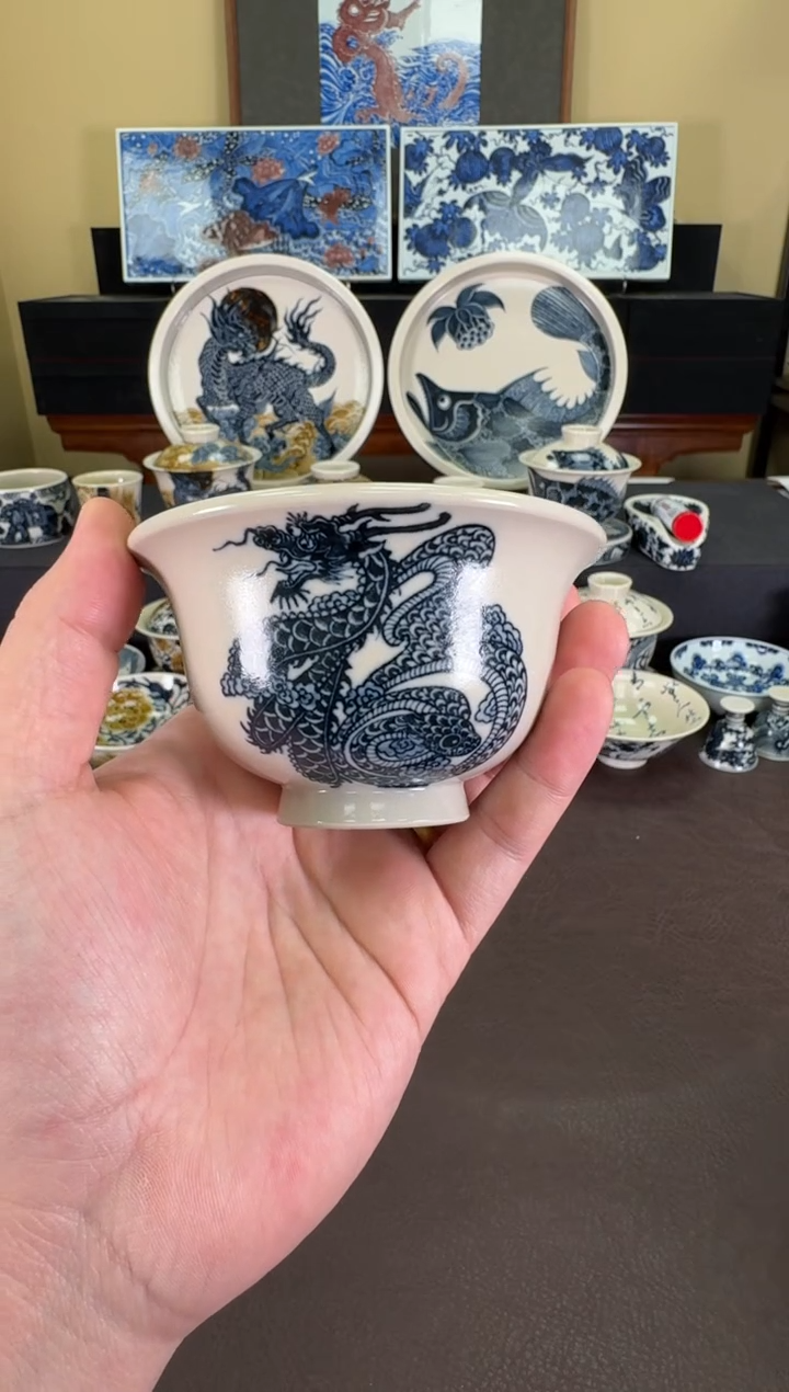 【闪购商品】二号釉龙蛇纹压手杯