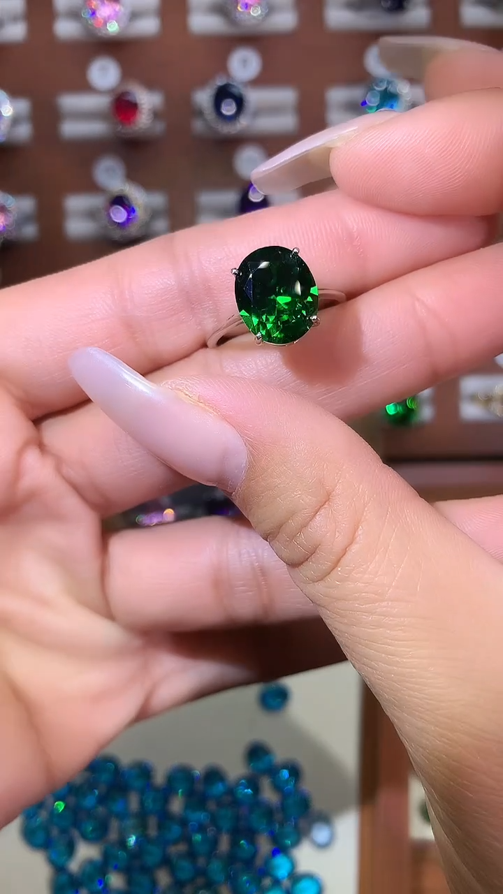 无925银莎弗莱绿色戒指