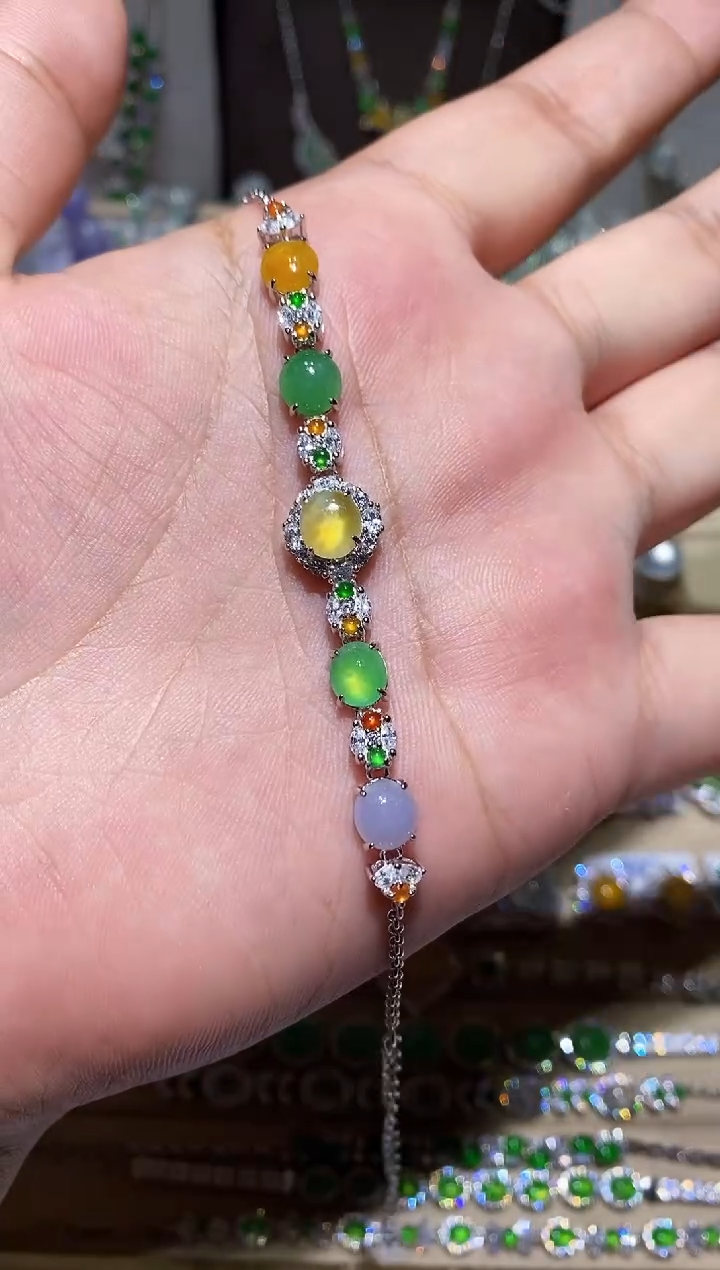 【闪购商品】翡翠耳饰银S925镶嵌手链