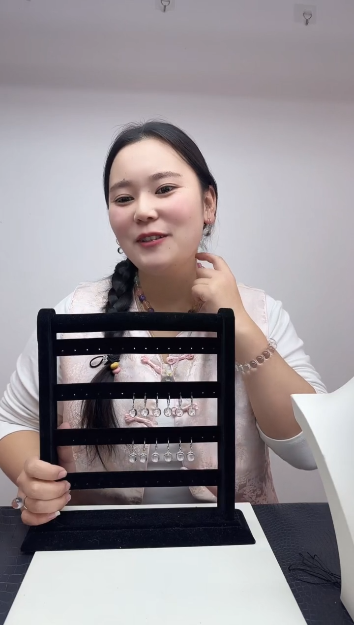 银S925镶嵌耳饰水晶耳钉01