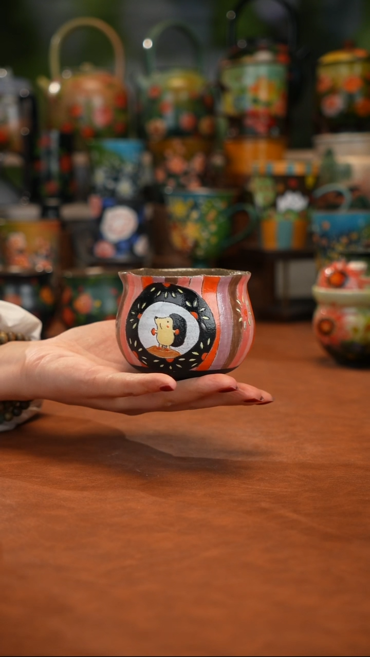 紫砂油画手绘釉下彩