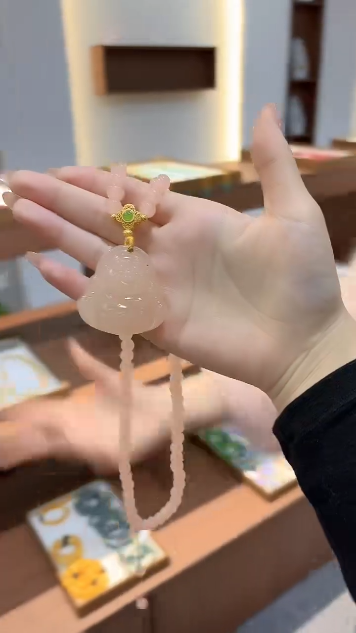 毛衣链14K金镶嵌和田玉DIY款M285