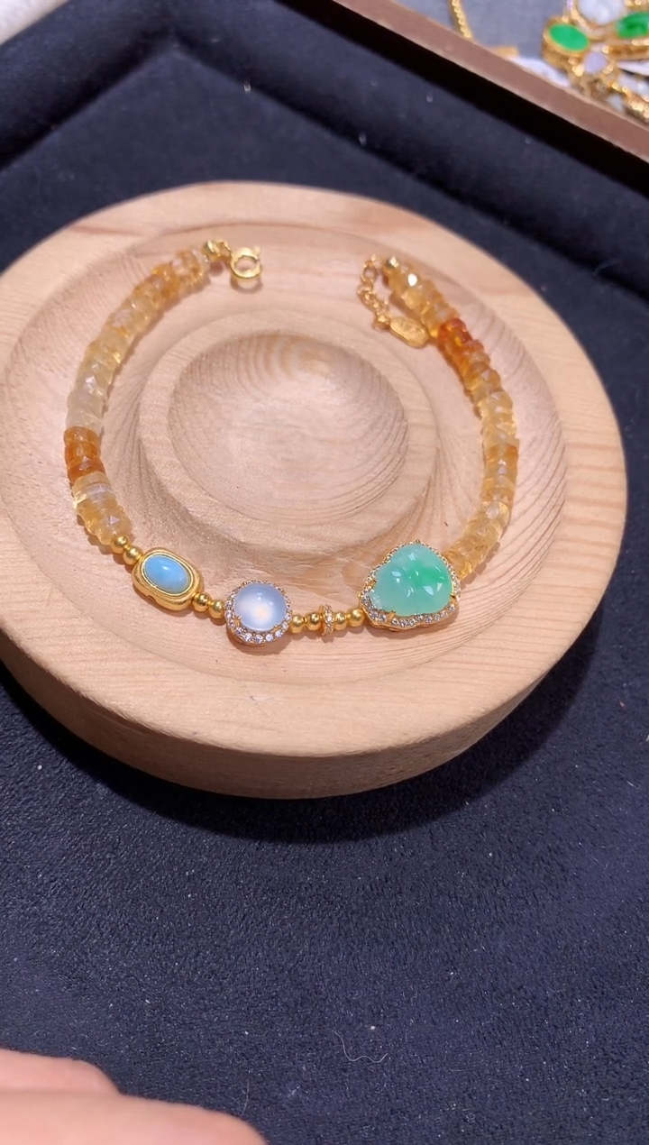 银S925镶嵌手串翡翠手链