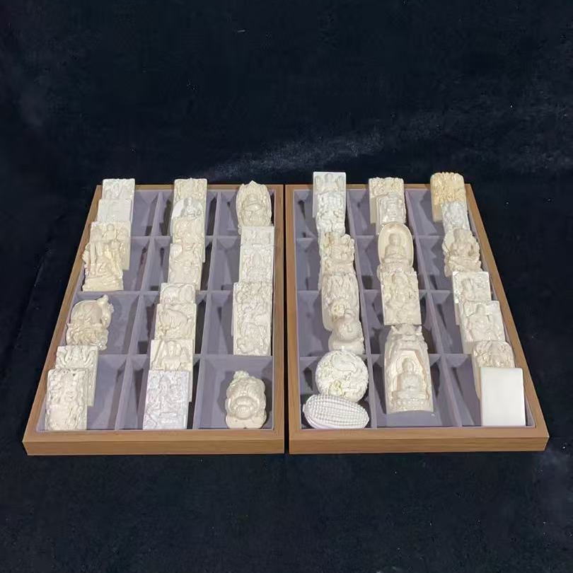 【猛犸牙挂件】猛犸牙冰料5A级挂件四六牌雕刻挂件