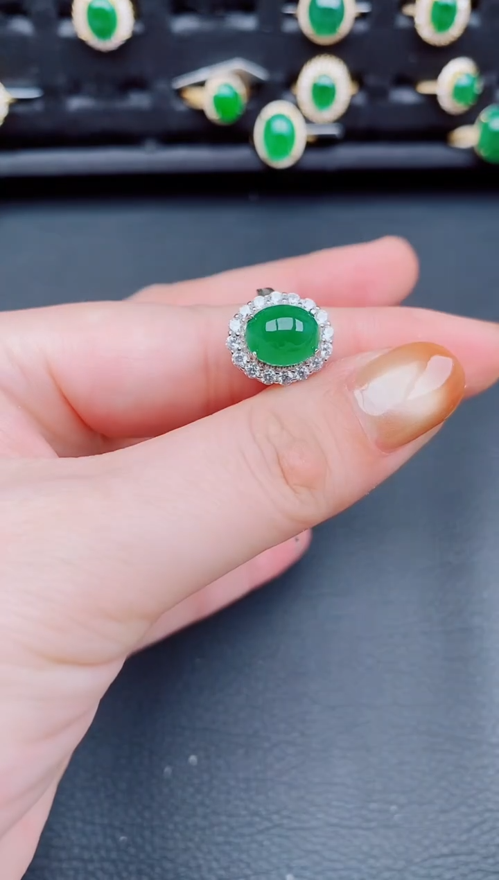 【闪购商品】翡翠戒指银S925镶嵌天然a货翡翠278