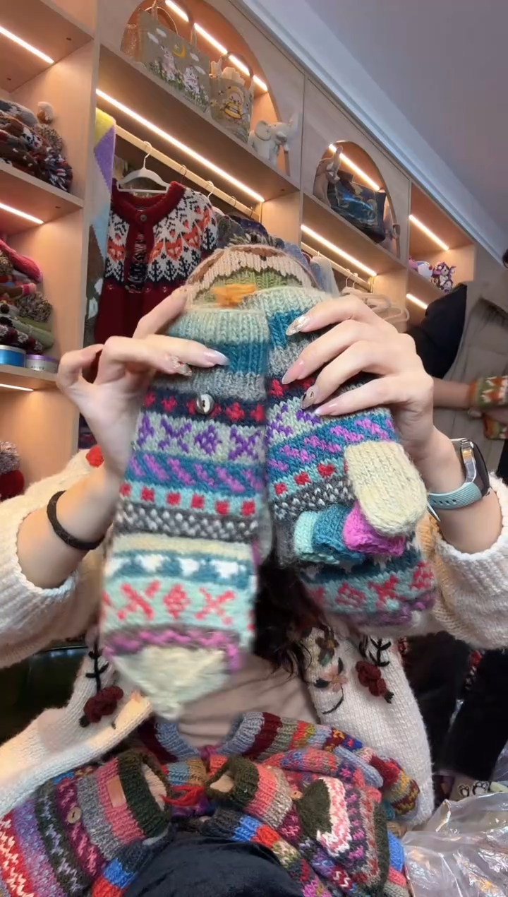 绵羊毛哇*纯手工手套4817