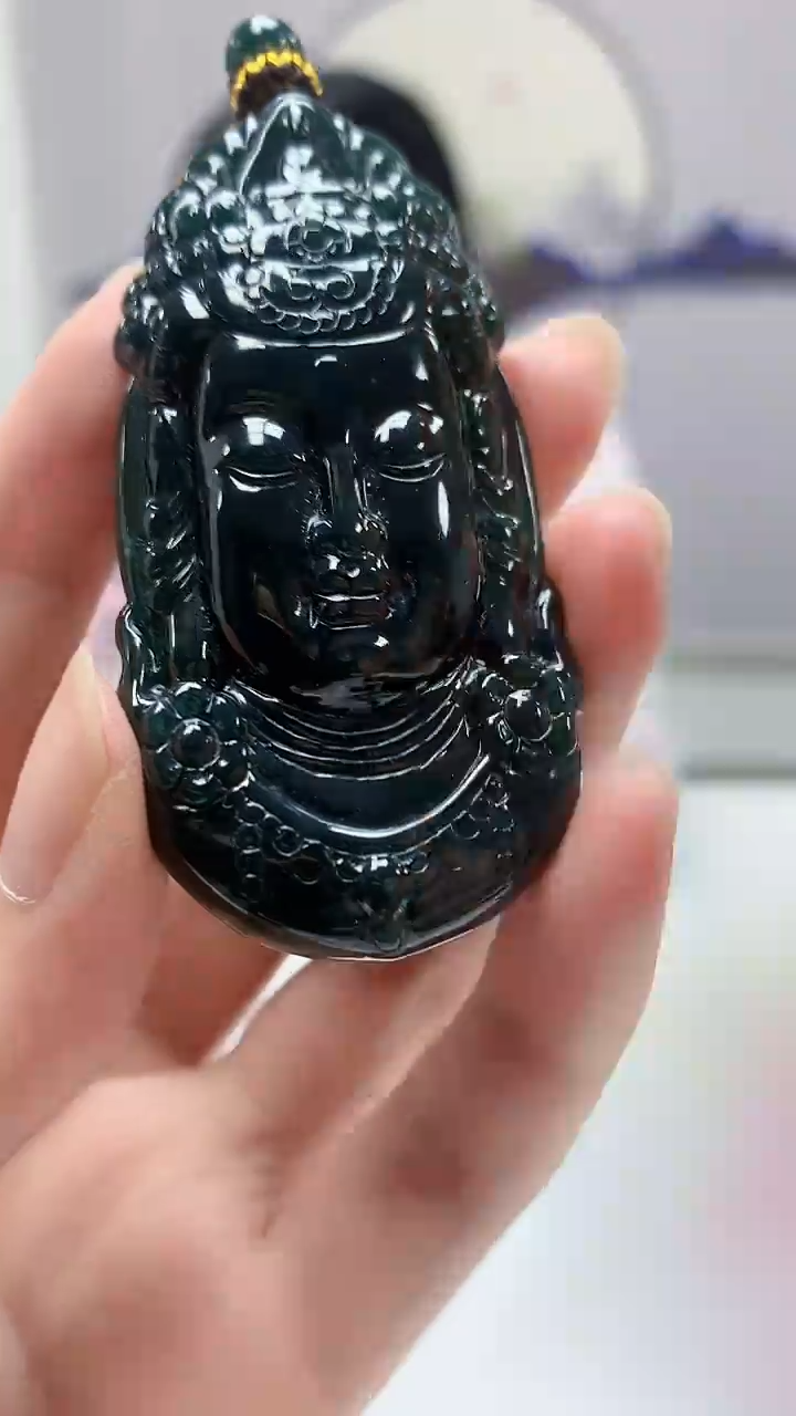 【闪购商品】定制翡翠未镶嵌4902zm-毛货挂件28观音