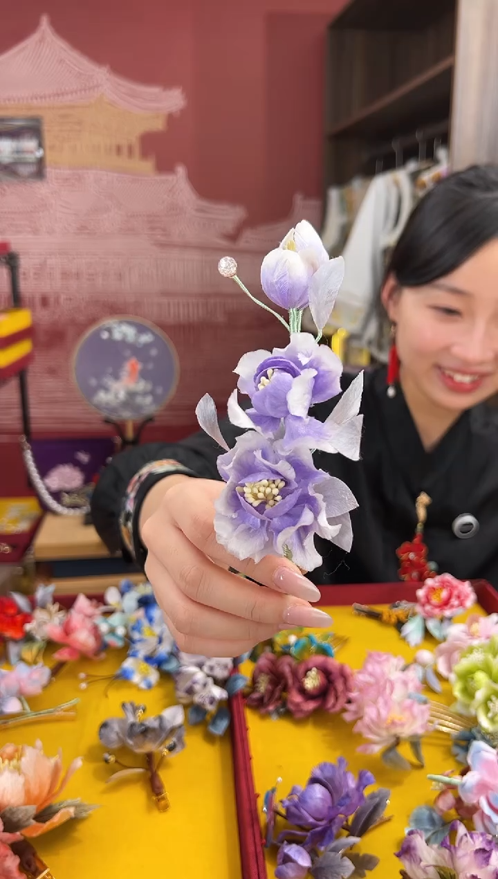 【闪购商品】刺绣非遗绒花（发饰）  