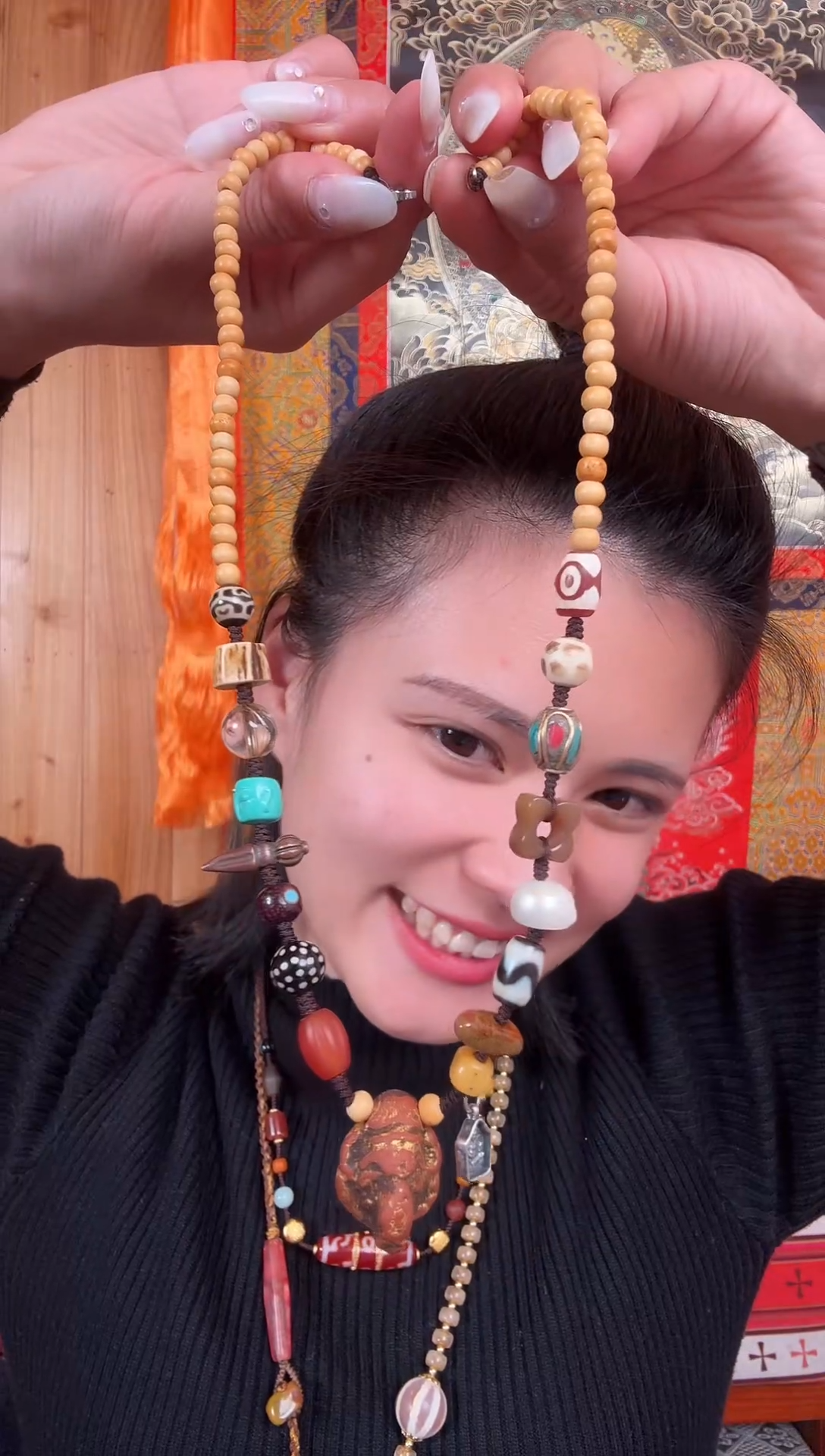 铁合金花岗石藏式风格珠串