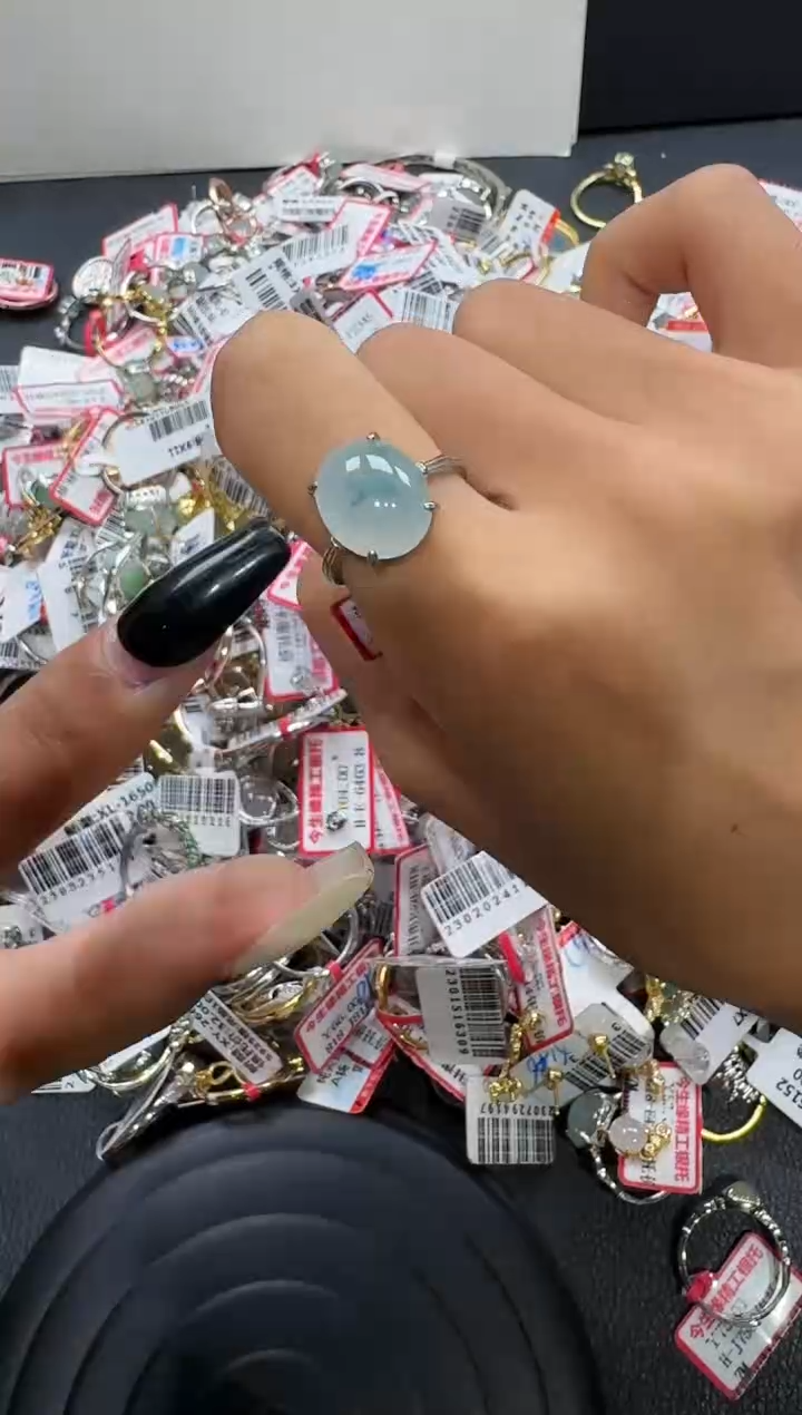 翡翠戒指银S925镶嵌戒指411