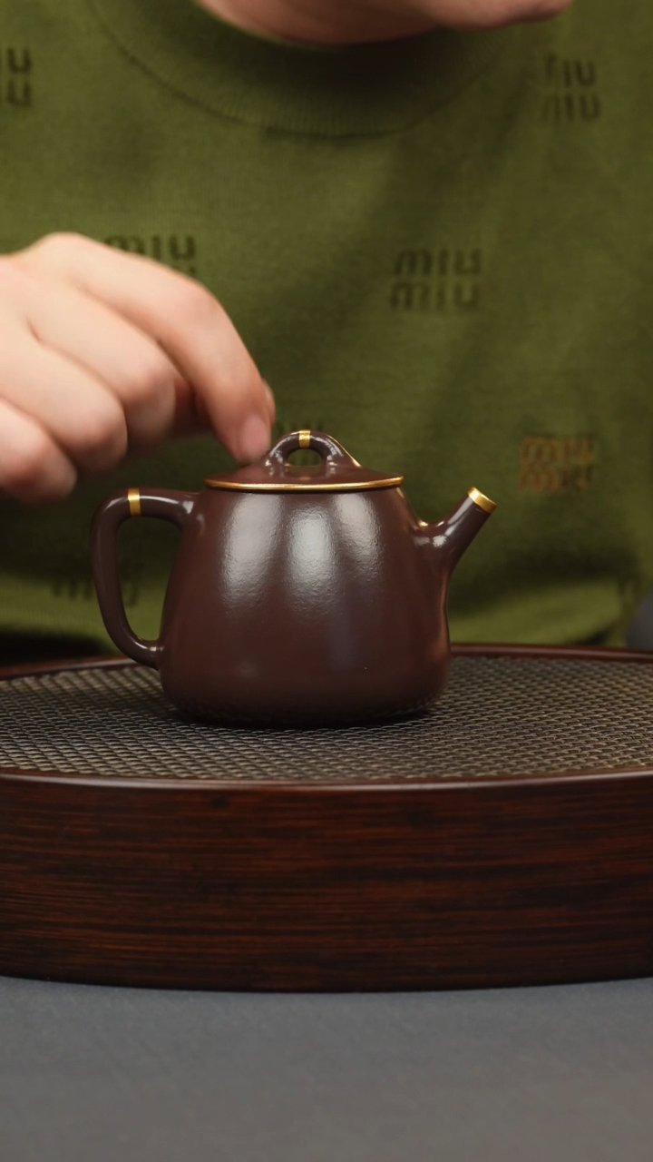 【闪购商品】紫砂茶壶紫龙血 高瓢 描金