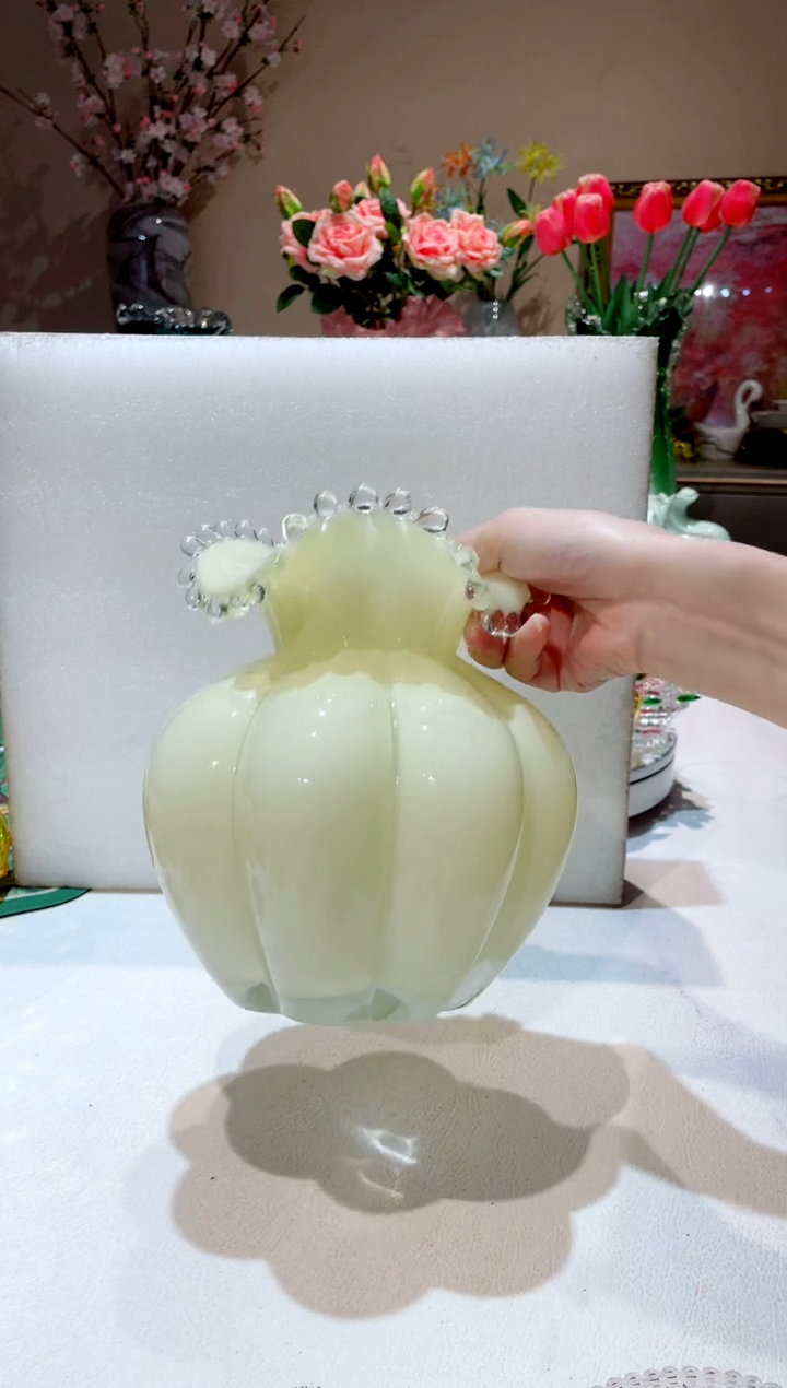 【闪购商品】琉璃手工艺品南瓜奶油黄花瓶  微瑕