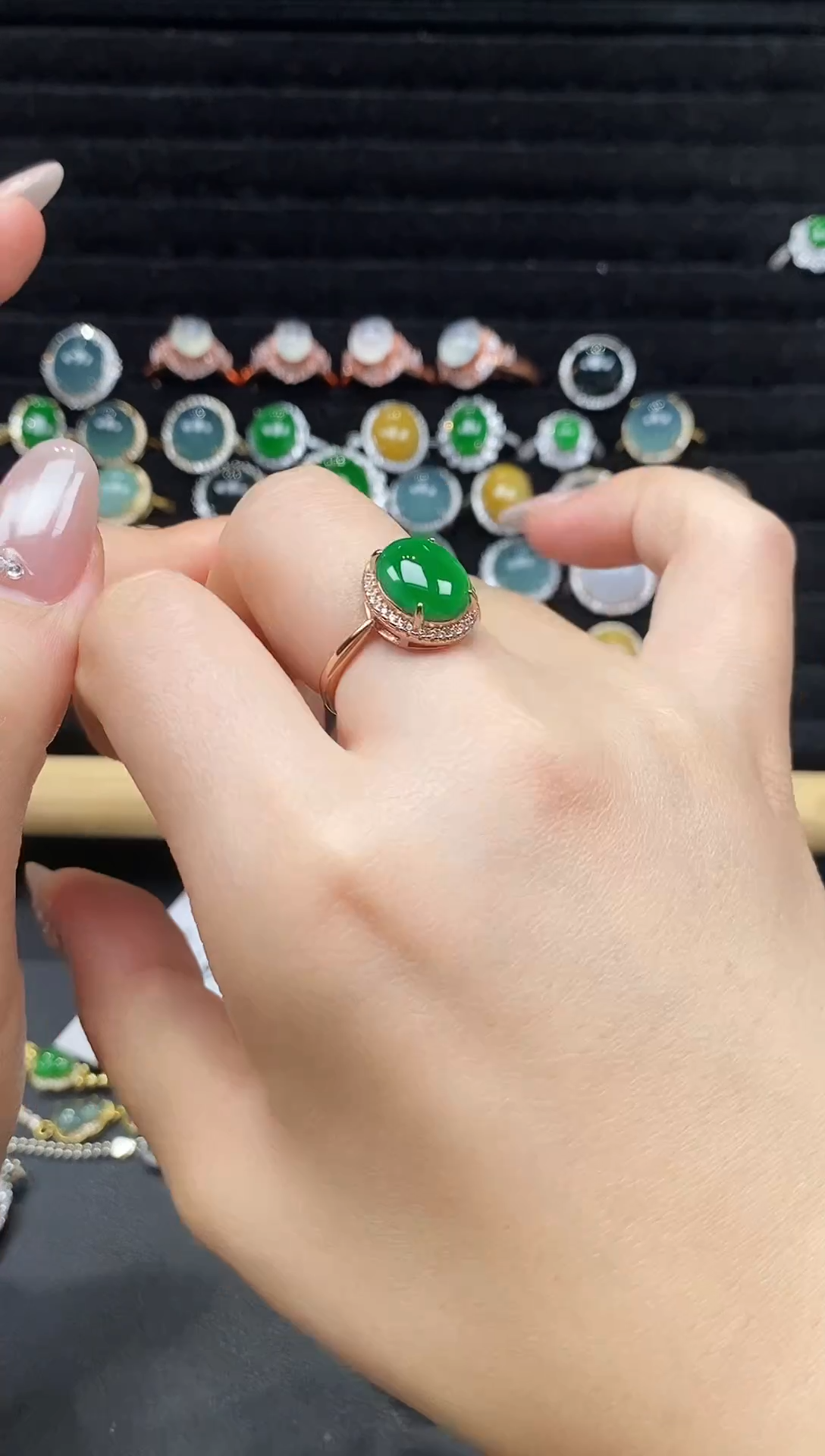 银S925镶嵌戒指翡翠111