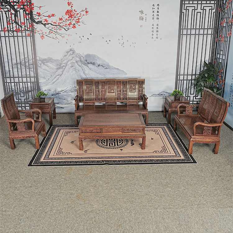 国标鸡翅木万字沙发红木家具厂家批发直播红木家具客厅全套