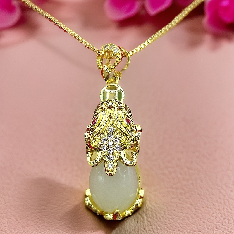 【梦梦专属】【证书+礼盒】合金镶嵌和田玉貔貅吊坠赠合金链DH32318