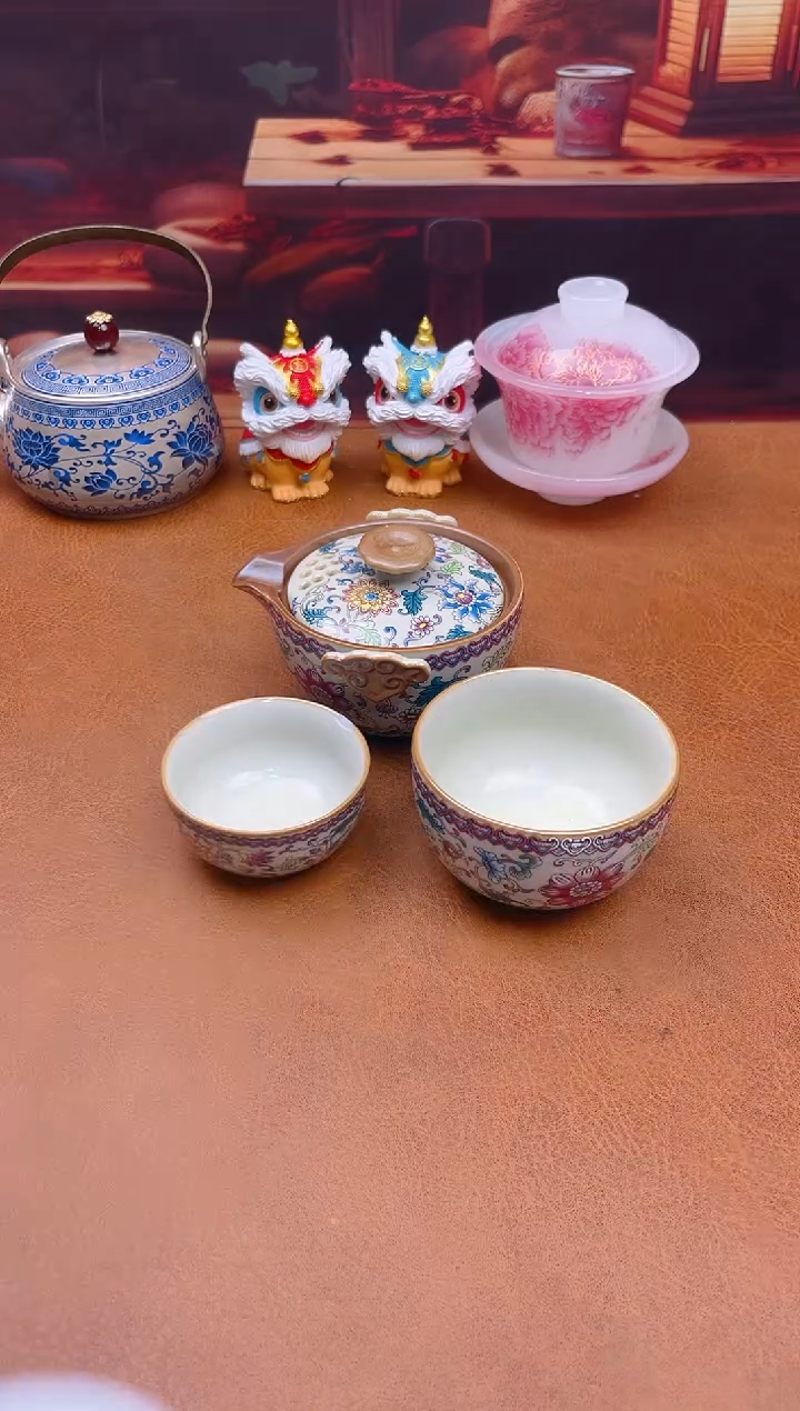 陶瓷茶具摆件旅行套组