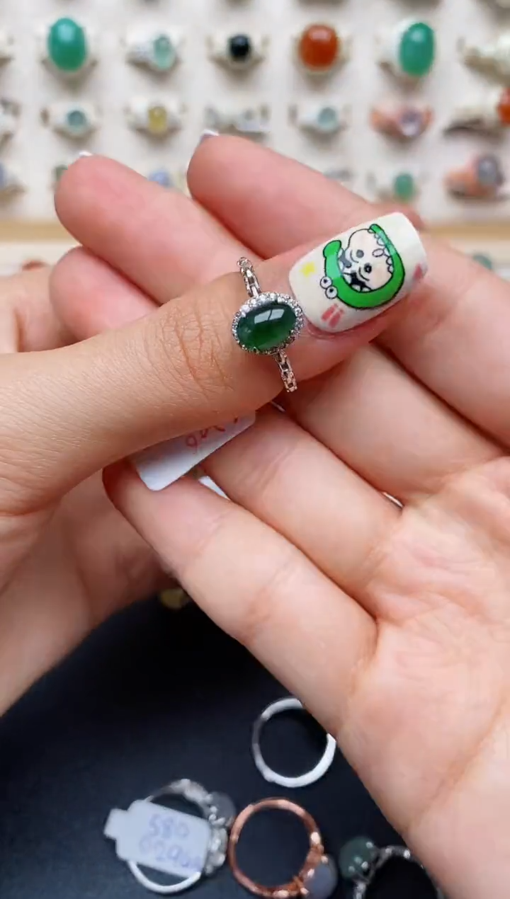 【闪购商品】翡翠戒指银S925镶嵌缅甸翡翠