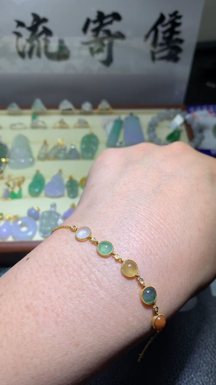 【闪购商品】翡翠颈饰18K金镶嵌0125天然缅甸翡翠A货