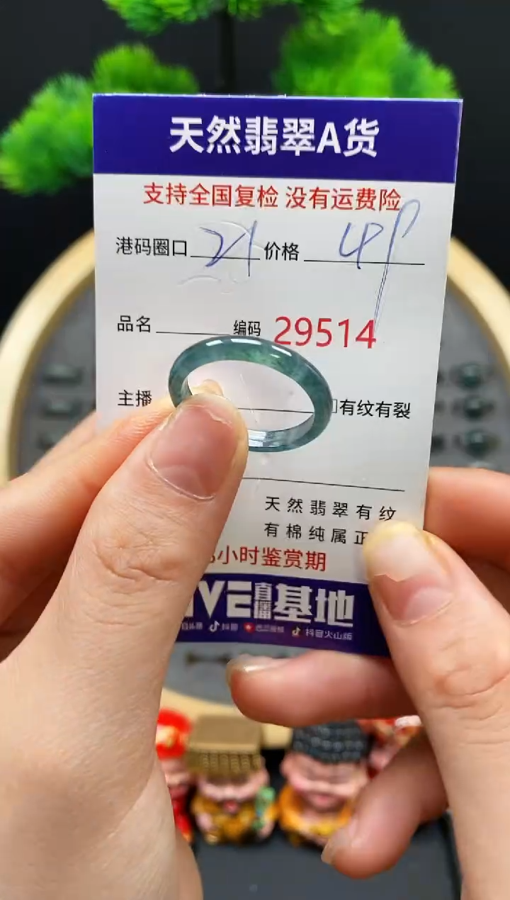 【闪购商品】翡翠戒指未镶嵌天然翡翠戒圈9514