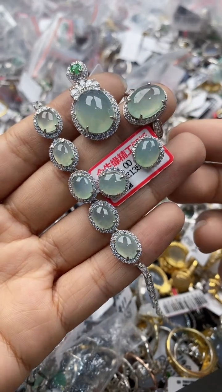 银S925镶嵌戒指翡翠1010---7