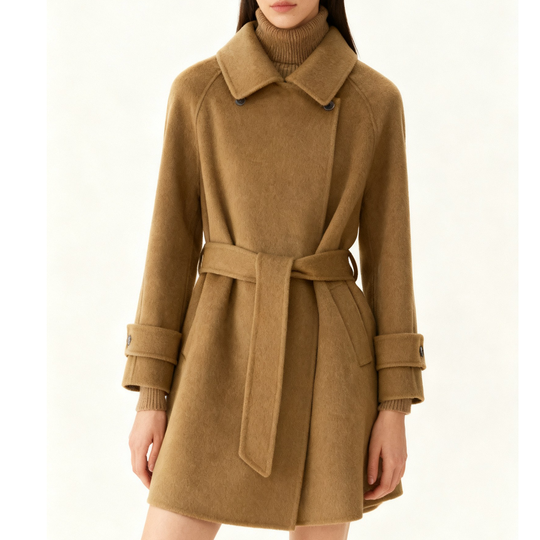 女装女毛呢外套直下摆保暖毛呢时尚双排扣中长款冬季MC107