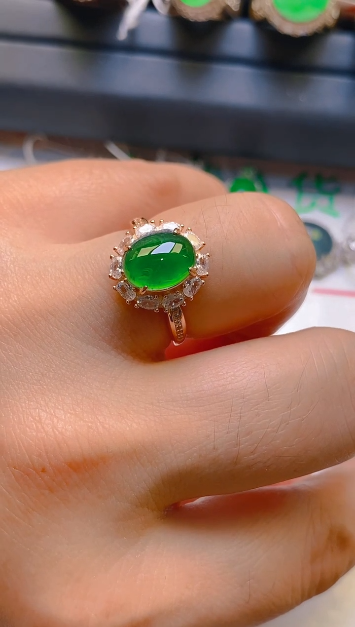 【闪购商品】翡翠耳饰银S925镶嵌天然A货翡翠1