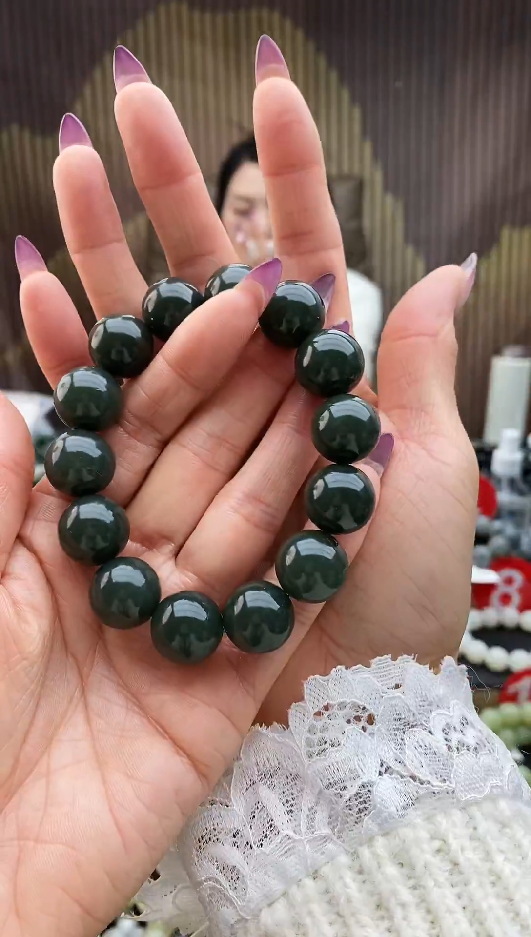 未镶嵌手串和田玉且末蓝孔雀蓝16