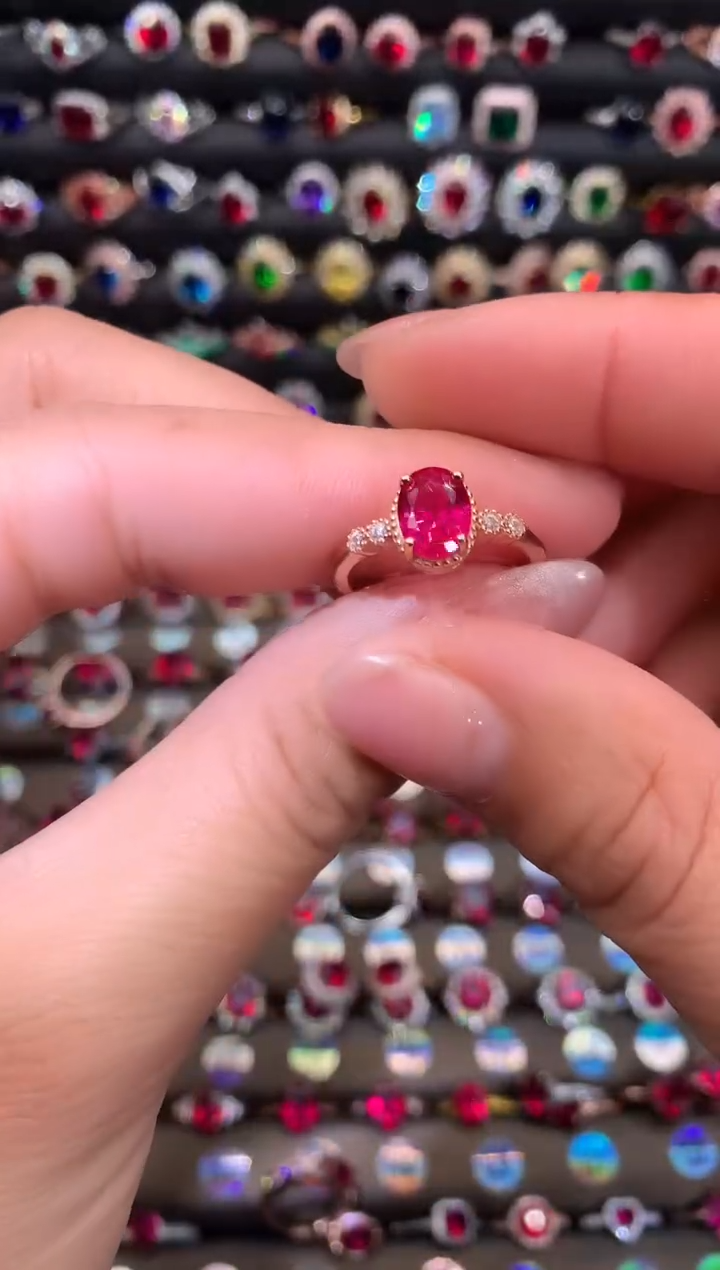 【闪购商品】红宝石戒指银S925镶嵌68玫瑰金