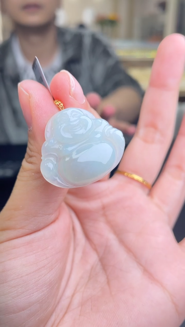 翡翠18K金镶嵌吊坠(不含链)佛公多样性/1件@CMT1535-3