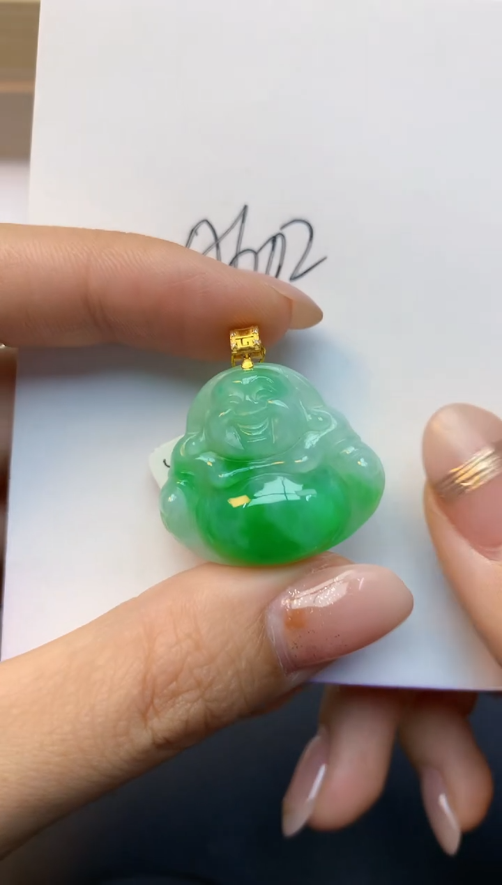颈饰18K金镶嵌翡翠天然A货缅甸翡翠百元以上9元证书费自理