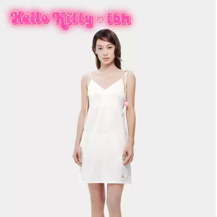 tbh/野兽派家居三丽鸥Hello Kitty星光缎吊带套装可外穿女士睡衣