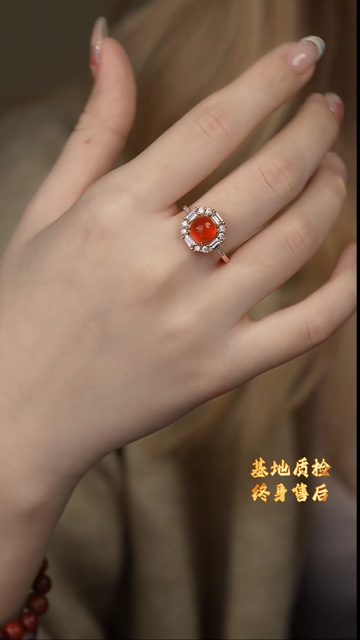 【闪购商品】南红玛瑙戒指银S925镶嵌A38（多样性发一件）