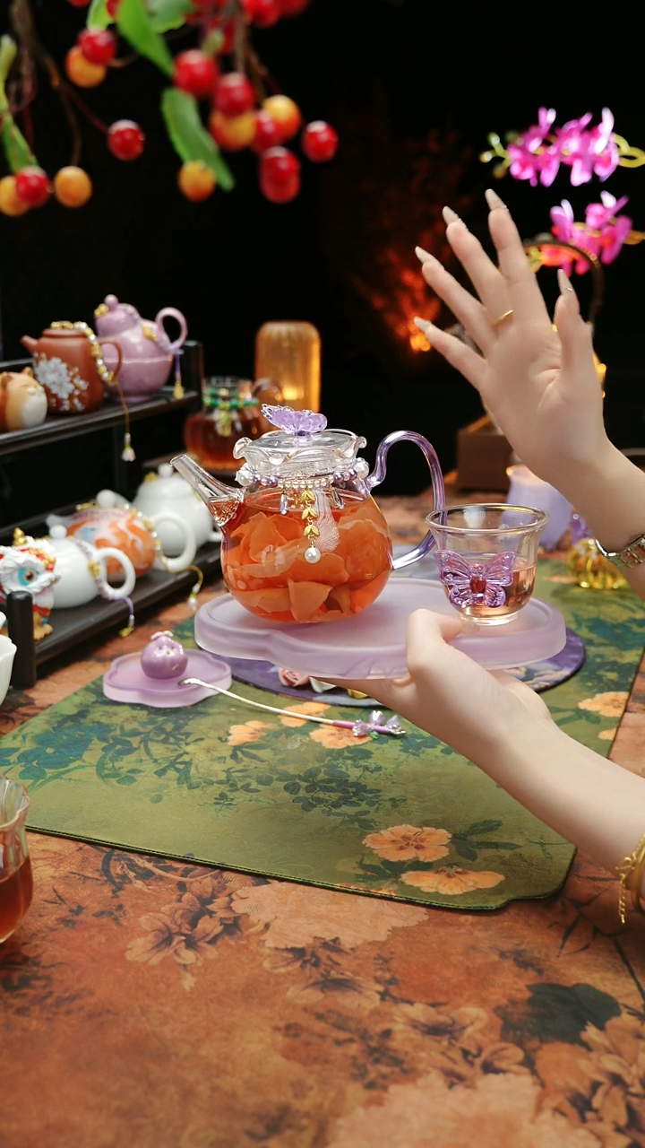 【闪购商品】紫色壶承+茶壶+链子+杯子