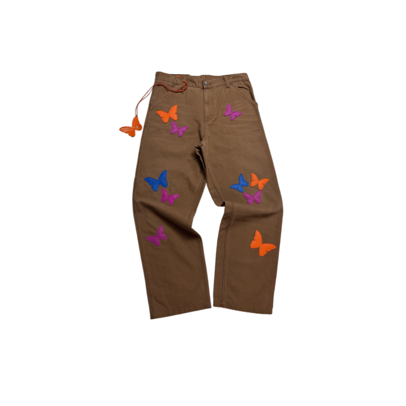 【黑面潮品】现货链接-牛仔裤Vintage蝴蝶银扣