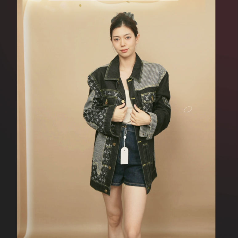 95新 LouisVuitton/路易威登 牛仔外套 44码黑灰色/250902VHS9U02