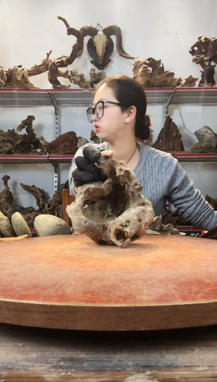 木石*黄荆随型风化镂空底座摆件无漆无蜡