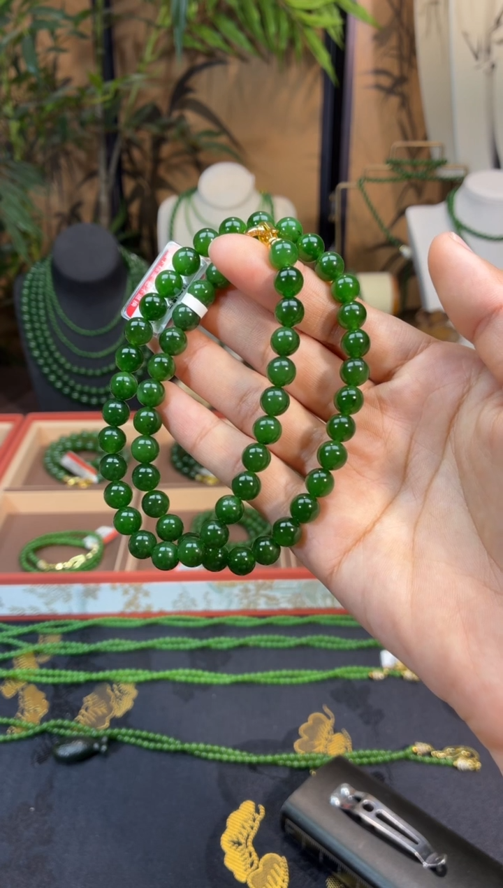 颈饰未镶嵌和田玉（碧玉）8菠菜微矿锁骨链