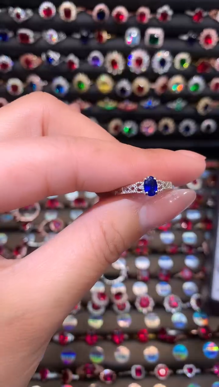 【闪购商品】蓝宝石戒指银S925镶嵌46