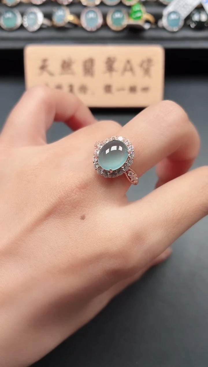 银S925镶嵌戒指翡翠1